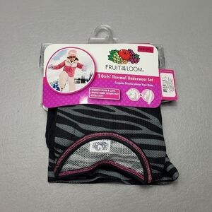 3/$15 New fruit of the loom girls thermal underwear set size XS 4-5 shirt pants